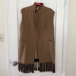 Phillip lim khaki vest with fringe detail